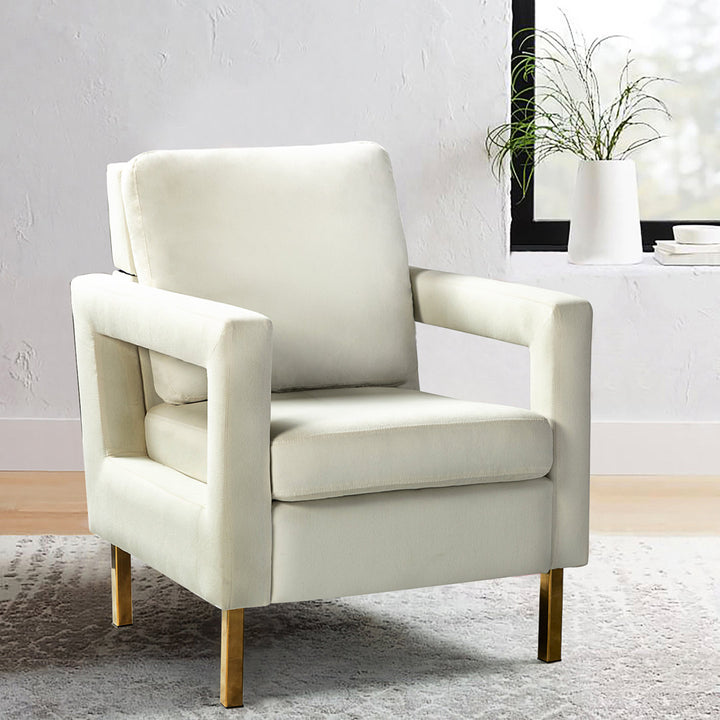 Clayne Velvet Armchair Etta Avenue™ Fabric: Ivory Velvet