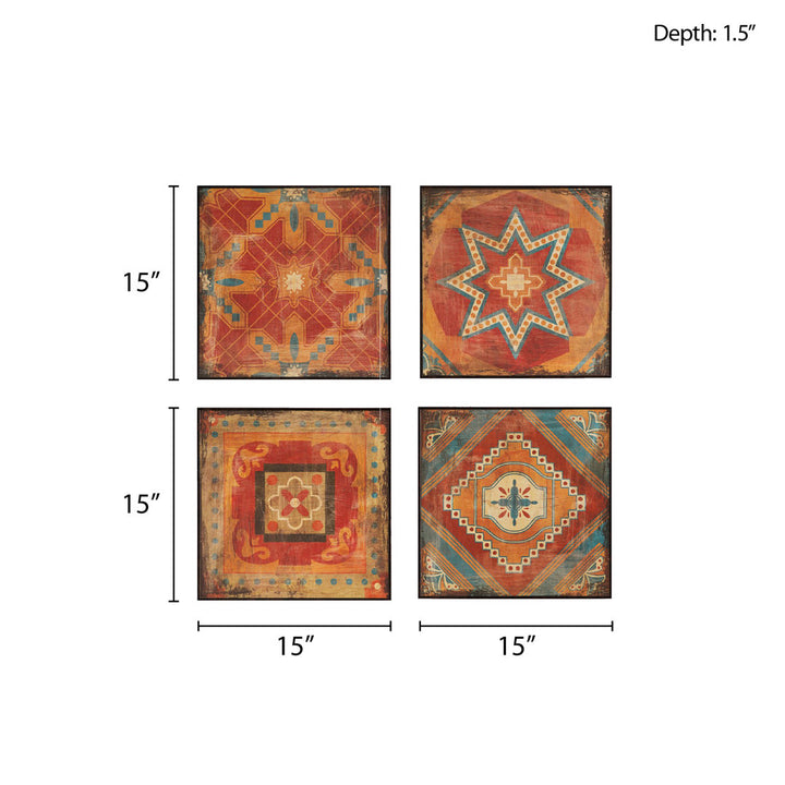 Leclair Moroccan Tile 4-piece Framed Art Set Bungalow Rose
