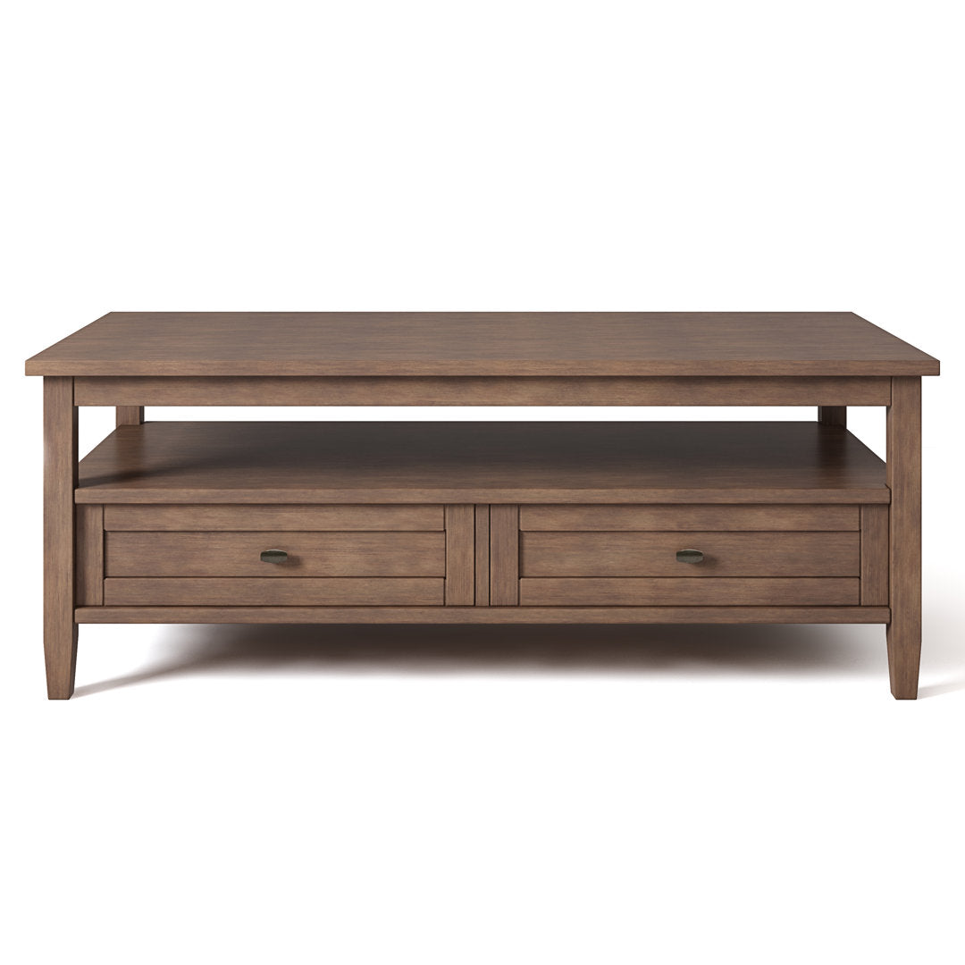 Warm Shaker SOLID WOOD 48 inch Wide Rectangle Transitional Coffee Table Simpli Home Color: Rustic Natural Aged Brown