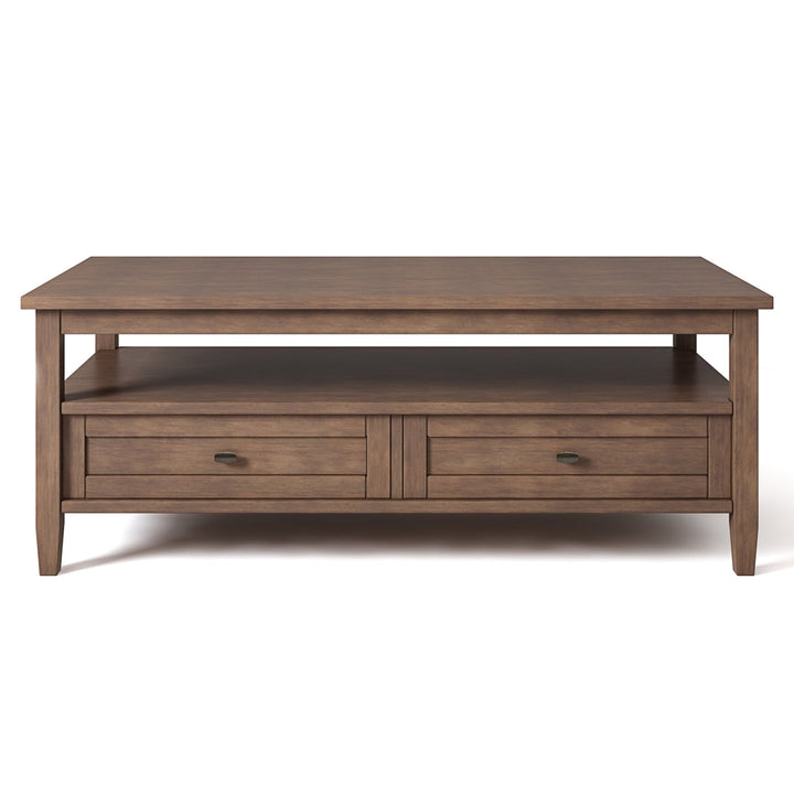 Warm Shaker SOLID WOOD 48 inch Wide Rectangle Transitional Coffee Table Simpli Home Color: Rustic Natural Aged Brown