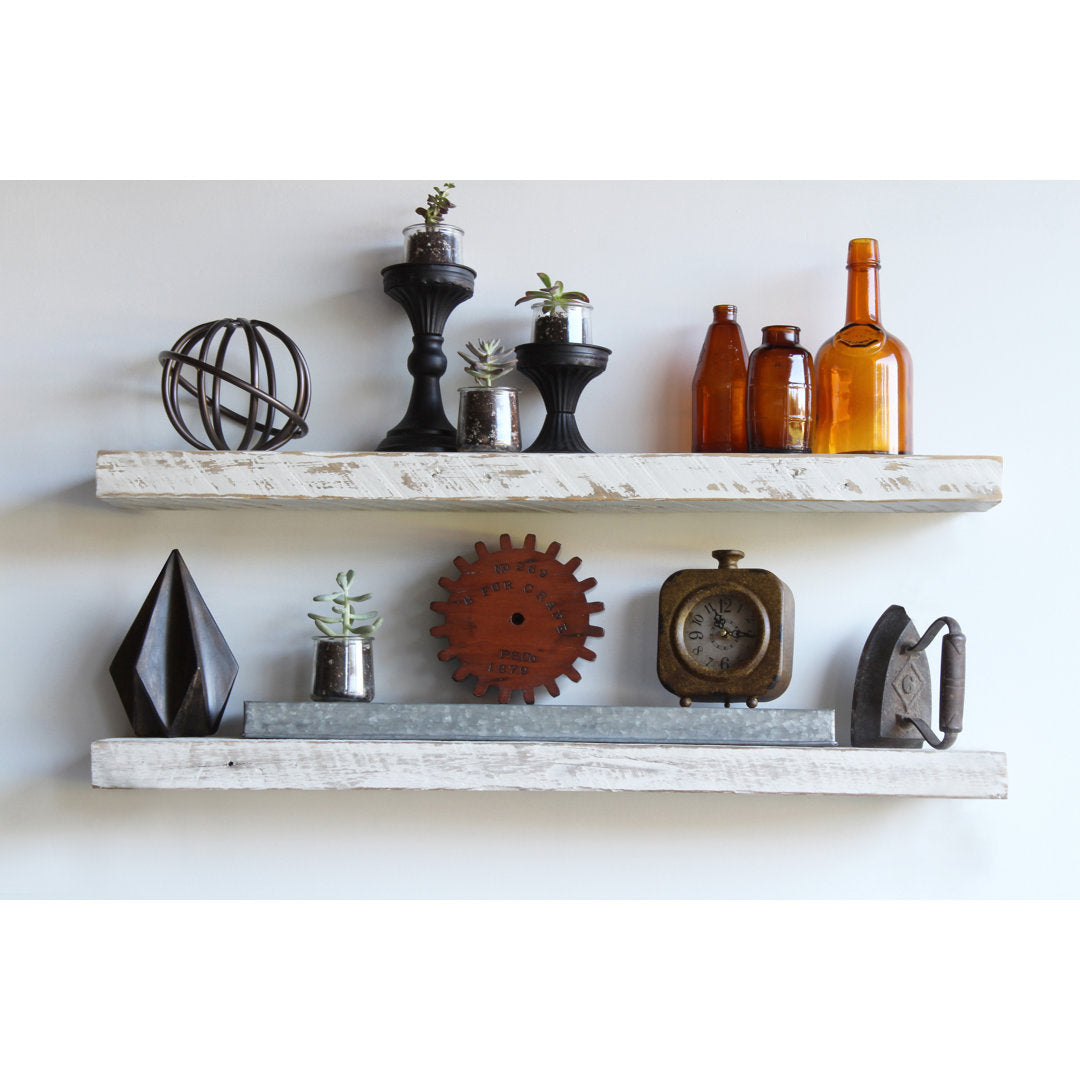 Joao 2 Piece Solid Wood Floating Shelf with Reclaimed Wood Gracie Oaks Size: 2" H x 40" W x 7" D Finish: White Washed
