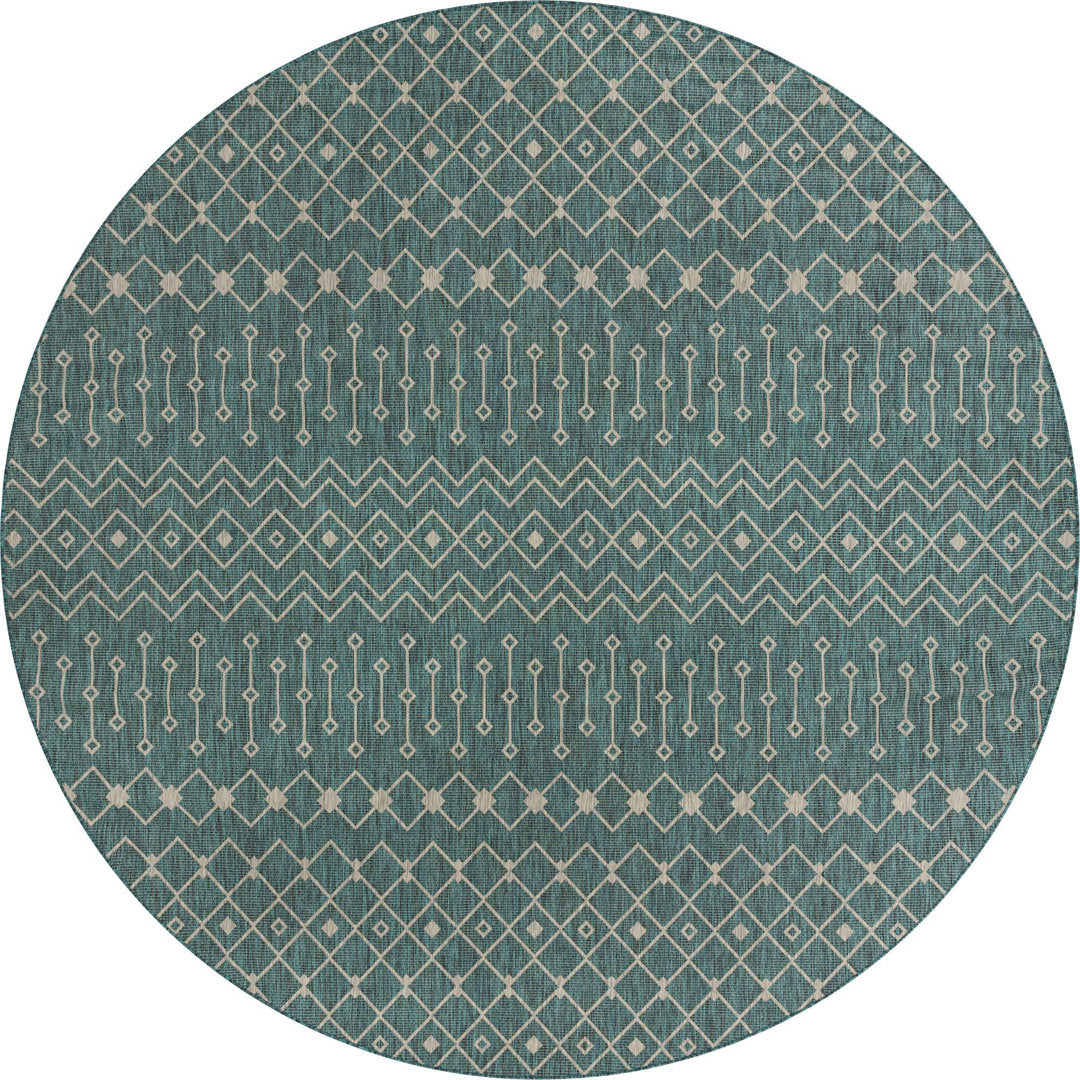 Innsbrook Southwestern Power Loom Teal Indoor/Outdoor Area Rug Laurel Foundry Modern Farmhouse® Rug Size: Round 10'