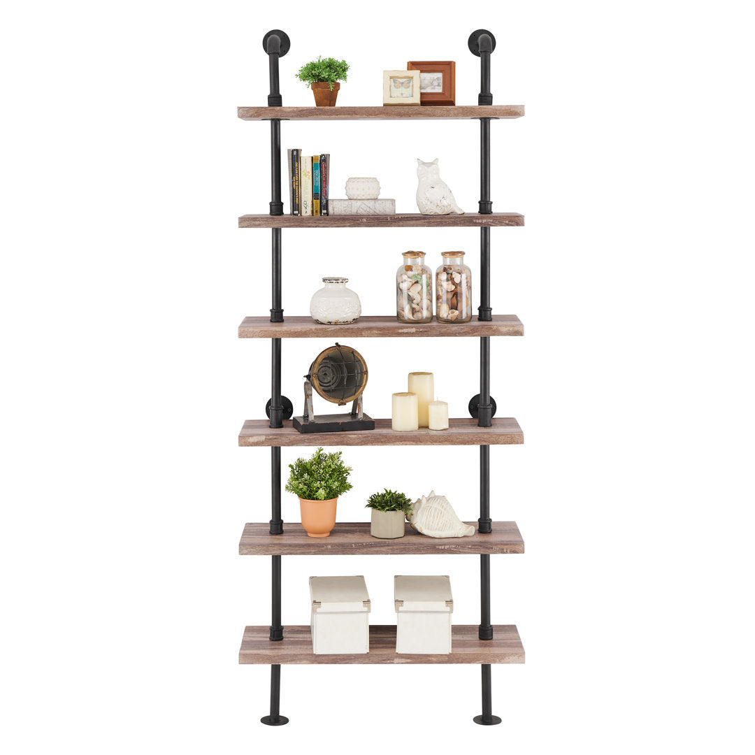 Charter Iron Pipe Wall Mount Ladder Bookcase Steelside™