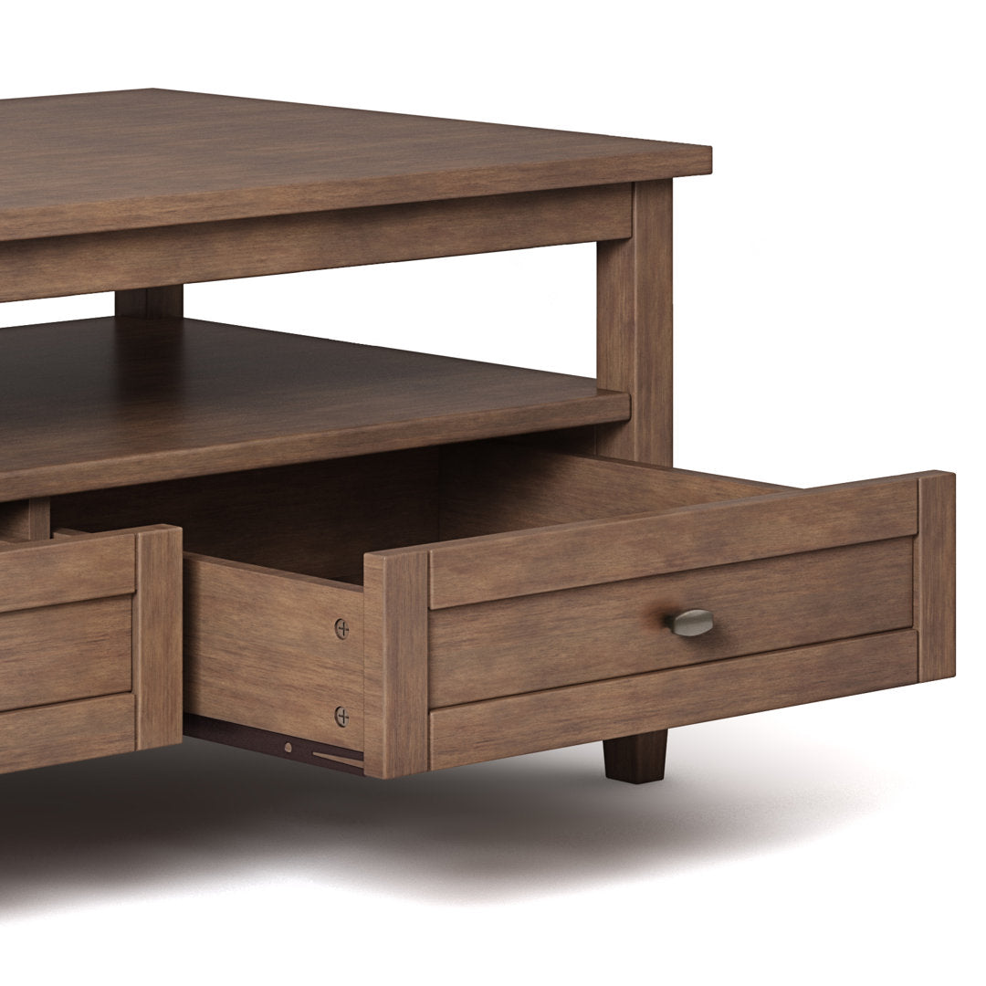 Warm Shaker SOLID WOOD 48 inch Wide Rectangle Transitional Coffee Table Simpli Home Color: Rustic Natural Aged Brown
