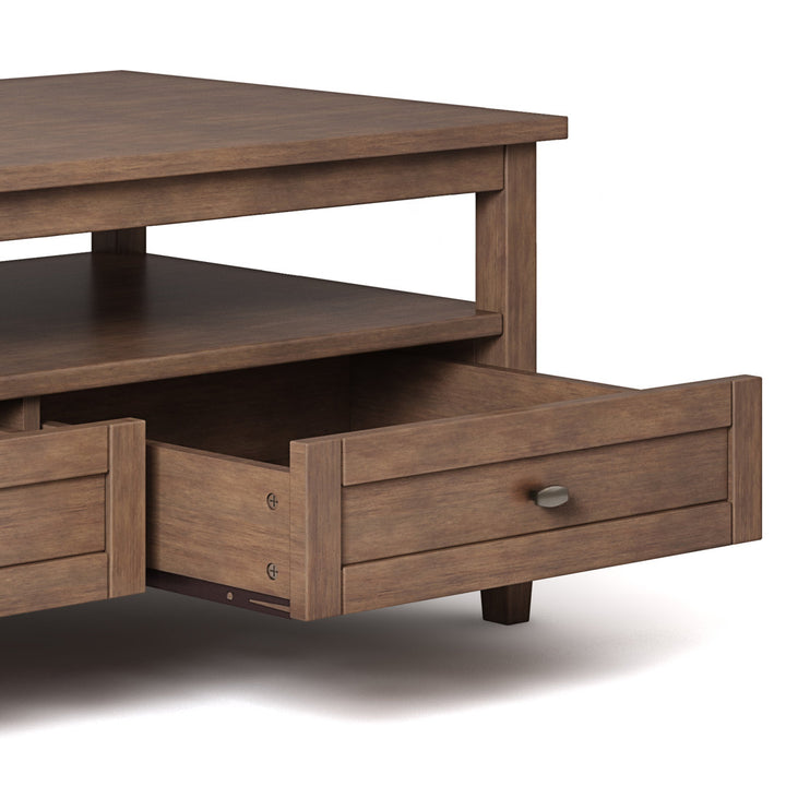 Warm Shaker SOLID WOOD 48 inch Wide Rectangle Transitional Coffee Table Simpli Home Color: Rustic Natural Aged Brown