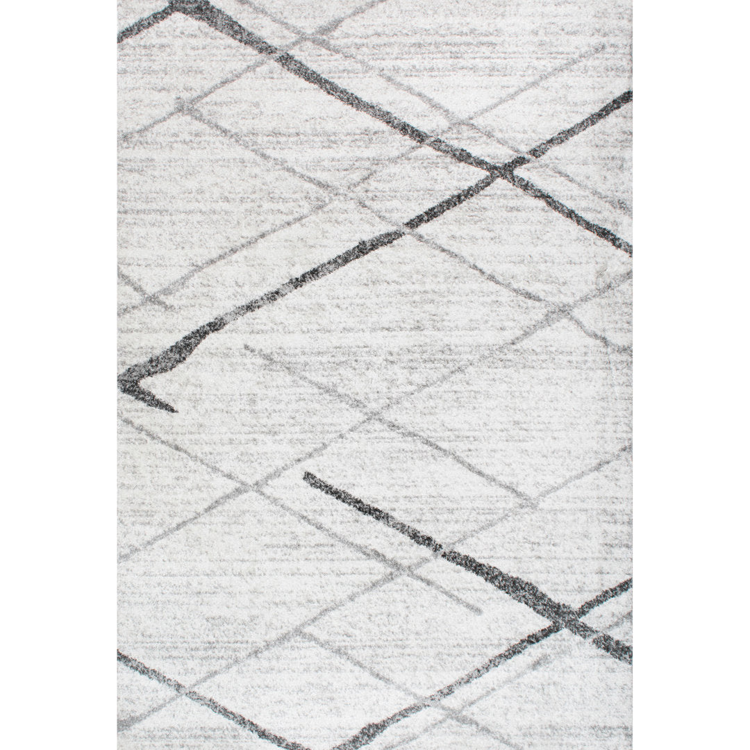 Amii Abstract Stripe Contemporary Ivory/Gray/Charcoal Area Rug Wrought Studio™ Rug Size: Rectangle 12' x 15'