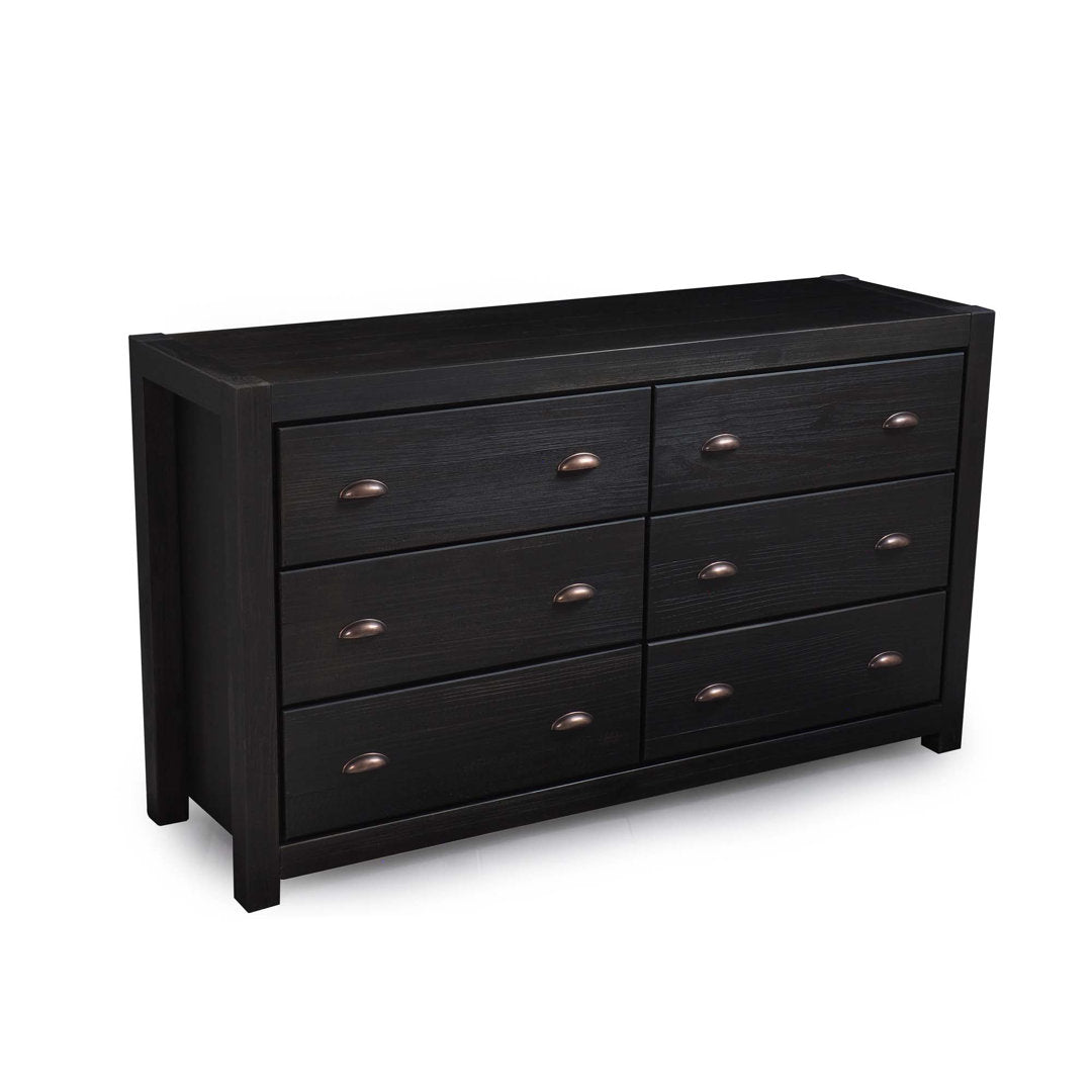 Montauk 6 Drawer Double Dresser Grain Wood Furniture Color: Farmhouse Black