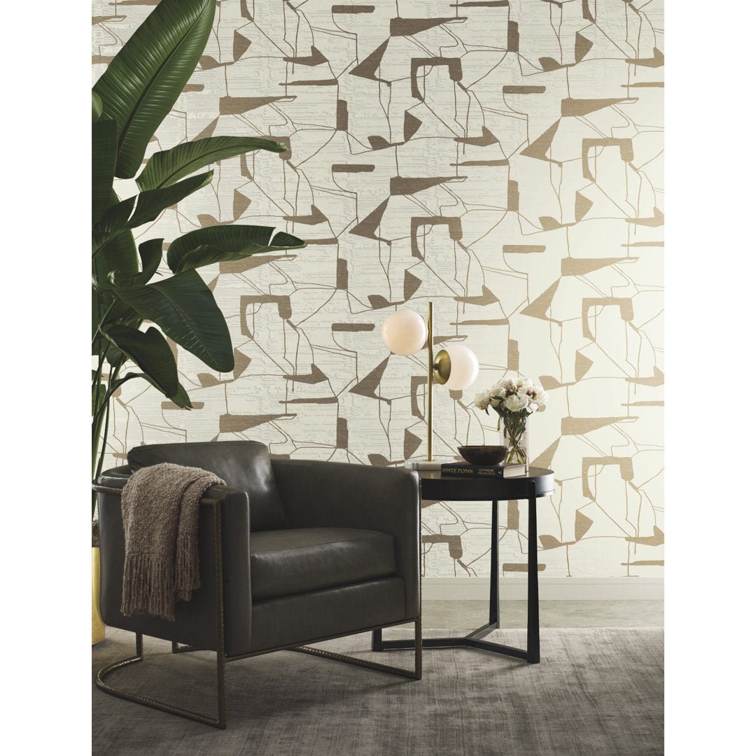Alza 26.9' L x 27" W Wallpaper Roll AllModern Color: Cream/Gold