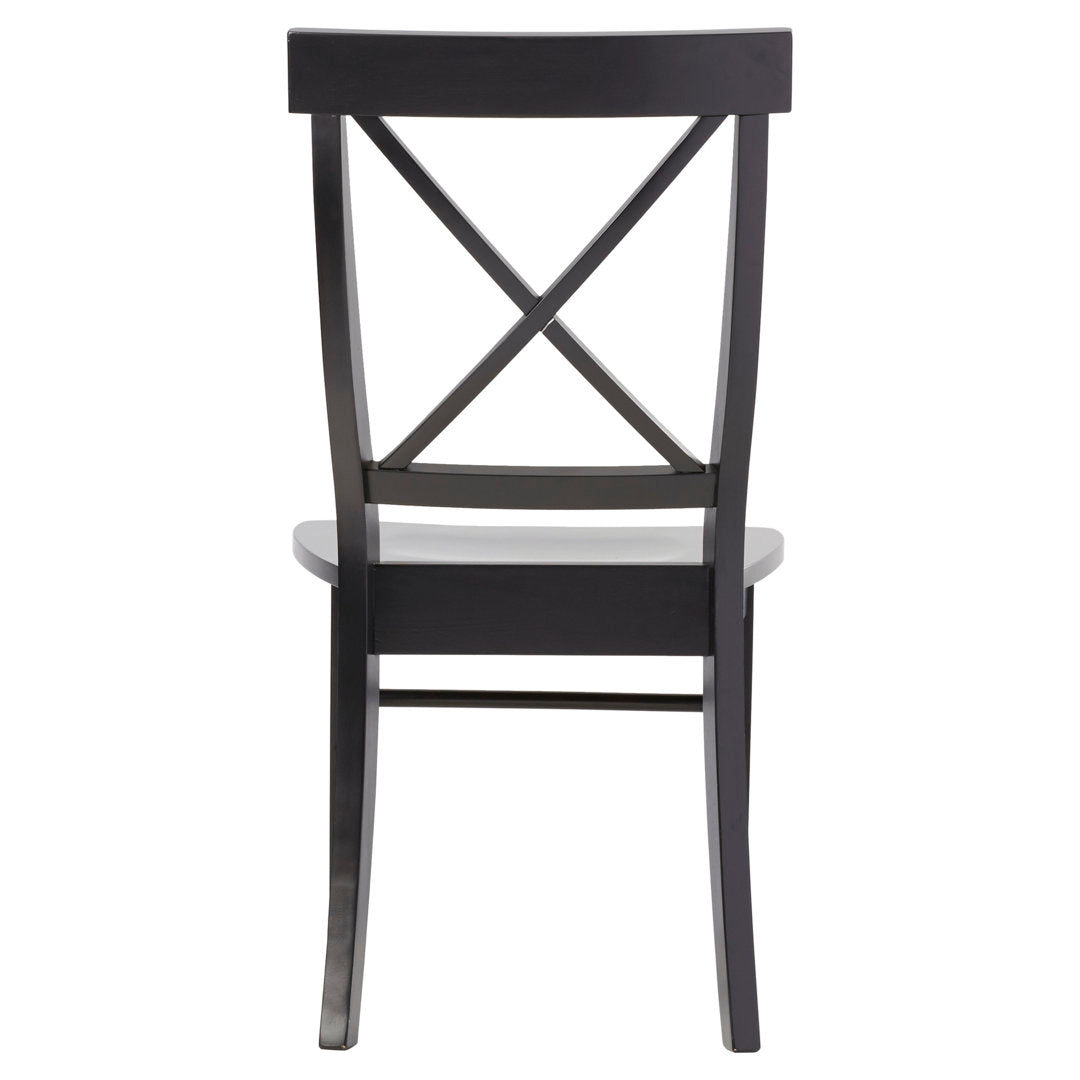 Solid Wood Cross Back Side Chair (Set of 2) August Grove® Color: Black