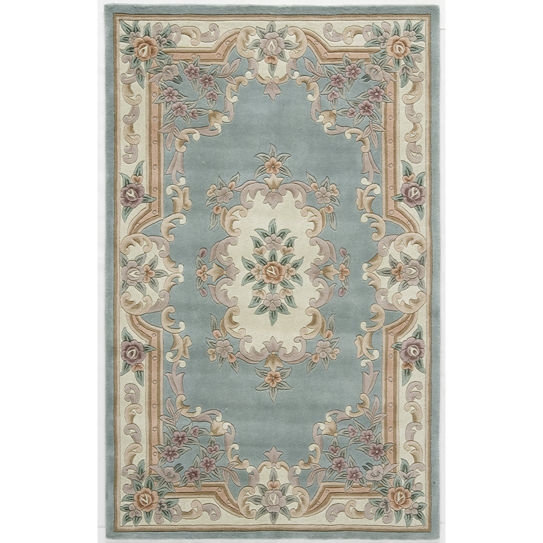 New Aubusson Traditional Light Green Area Rug The Conestoga Trading Co. Rug Size: Rectangle 4' x 6'