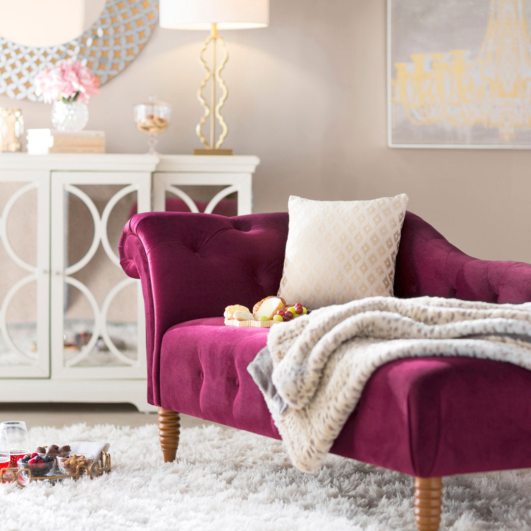 Kannon Tufted Right-Arm Chaise Lounge Willa Arlo™ Interiors Fabric: Burgundy Velvet