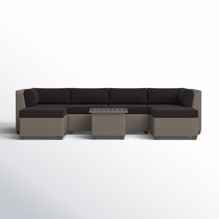 Amjad 7 Piece Outdoor Sectional Seating Group with Cushions Lark Manor™ Cushion Color: Black Performance