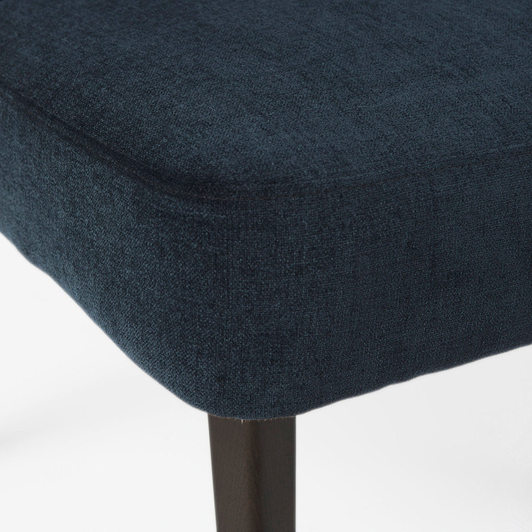 Golino Fabric Upholstered Wingback Side Chair Joss & Main Upholstery Color: Navy, Leg Color: Dark Brown