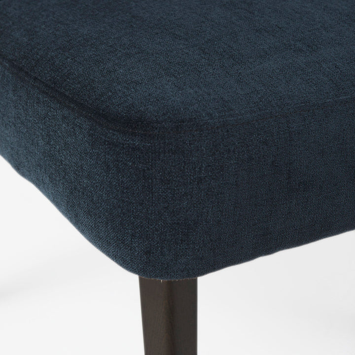 Golino Fabric Upholstered Wingback Side Chair Joss & Main Upholstery Color: Navy, Leg Color: Dark Brown