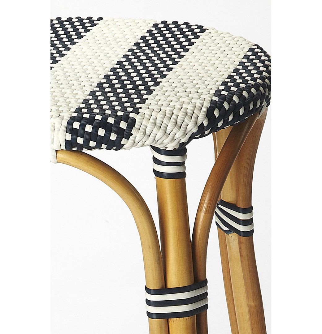 Alastair Bar & Counter Stool Birch Lane™ Color: White/Navy Stripe/Natural Rattan Frame Seat Height: Bar Stool (30" Seat Height)