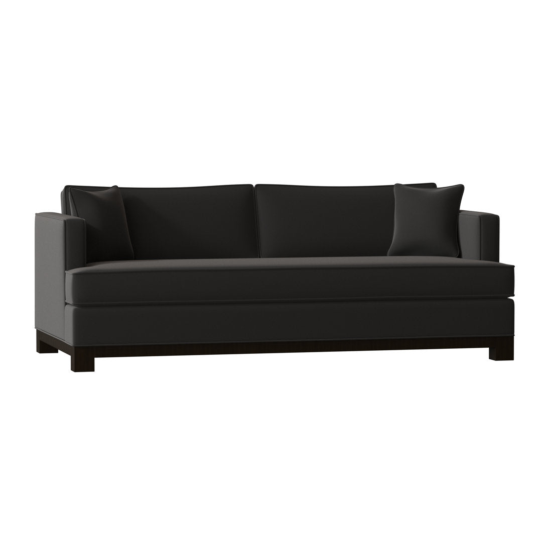 Cassidy Recessed Arm Sofa with Reversible Cushions Poshbin Leg Color: Dark Brown Size: 84 Inches Body Fabric: Aura Snow