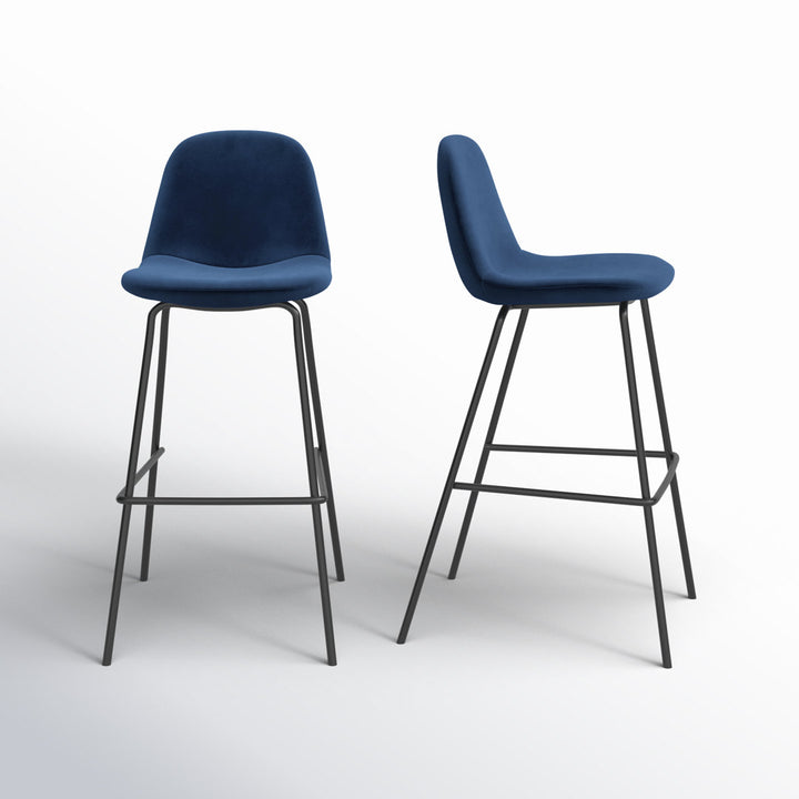 Kody Upholstered Bar & Counter Stool (Set of 2) AllModern Color: Bella Ink Performance Velvet Seat Height: Counter Stool (23.5" Seat Height)