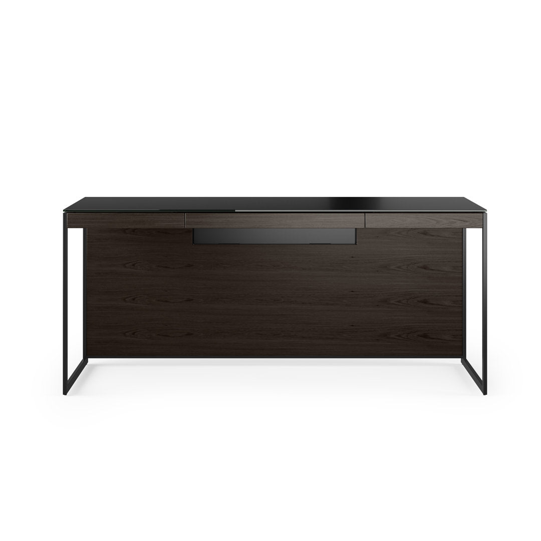 Sequel 20 Glass Desk BDI Color (Top/Frame): Charcoal Stained Ash/Black