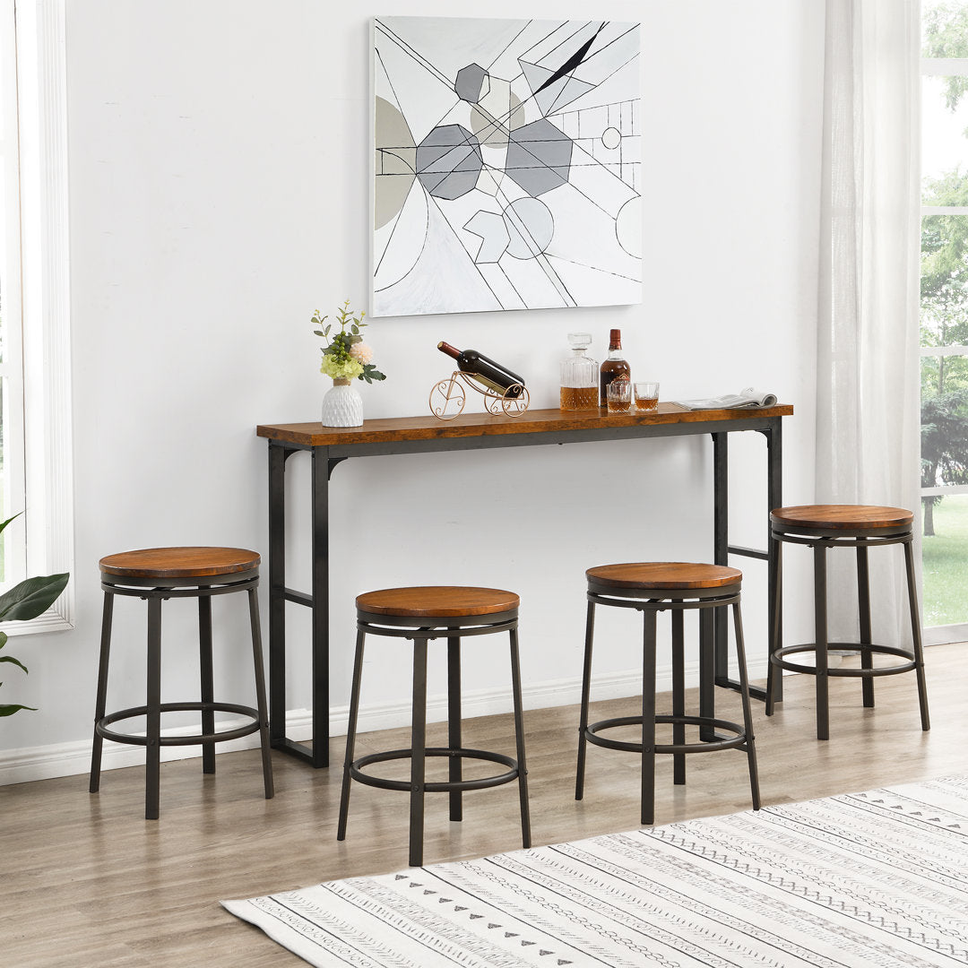 Solid Wood Swivel 24.2" Counter Stool for Dining Room Bistro (Set of 2) Williston Forge