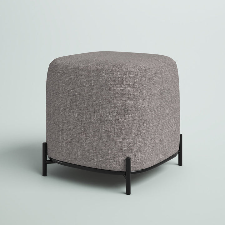 Ohman 16.5'' Wide Square Cube Ottoman Mercury Row® Leg Color: Black Body Fabric: Gray Basketweave