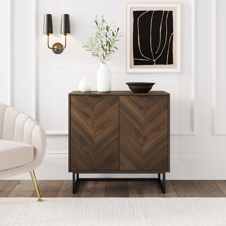 Enloe Steel 2 - Door Accent Cabinet Nathan James Color: Brown/Black