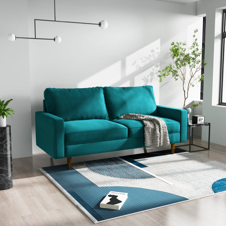 Markham 70" Velvet Square Arm Sofa Willa Arlo™ Interiors Fabric: Teal Blue Polyester