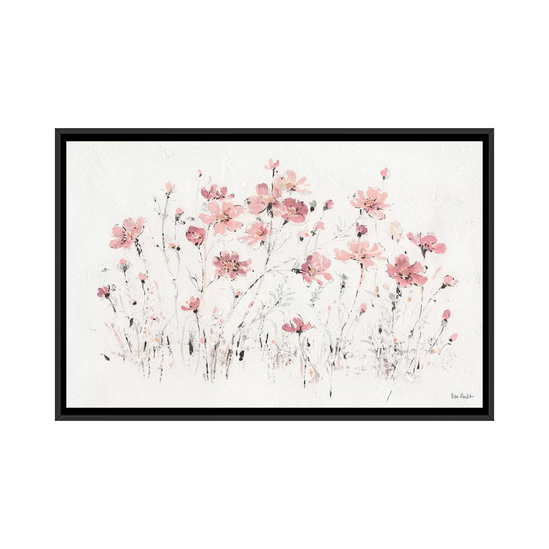 Wildflowers Pink I' Print on Canvas East Urban Home Mat Color: No Mat Size: 18" H x 26" W x 1.5" D Format: Black Framed Fine Art Paper