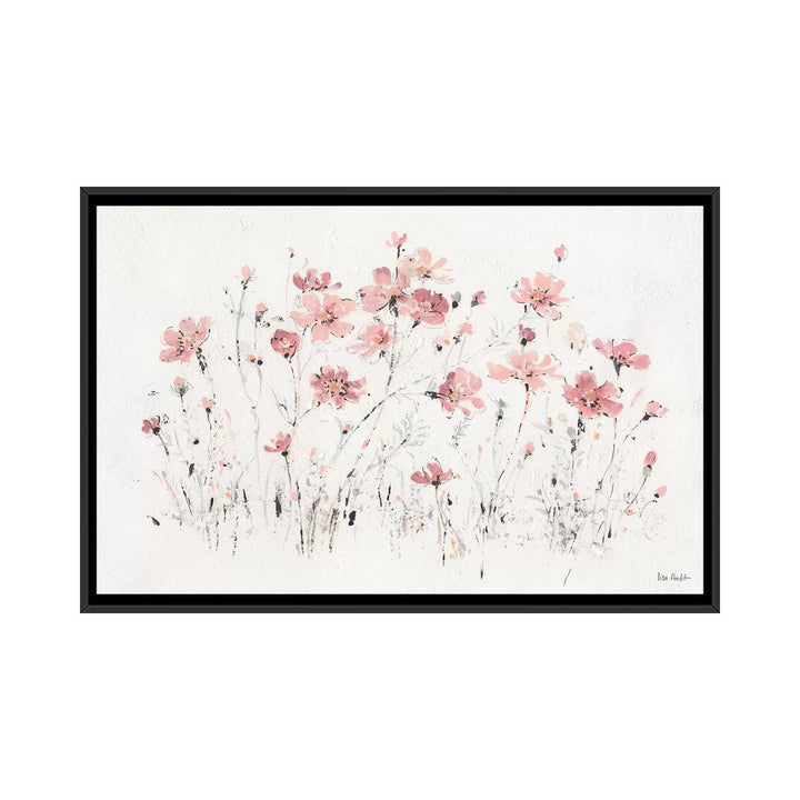 Wildflowers Pink I' Print on Canvas East Urban Home Mat Color: No Mat Size: 18" H x 26" W x 1.5" D Format: Black Framed Fine Art Paper