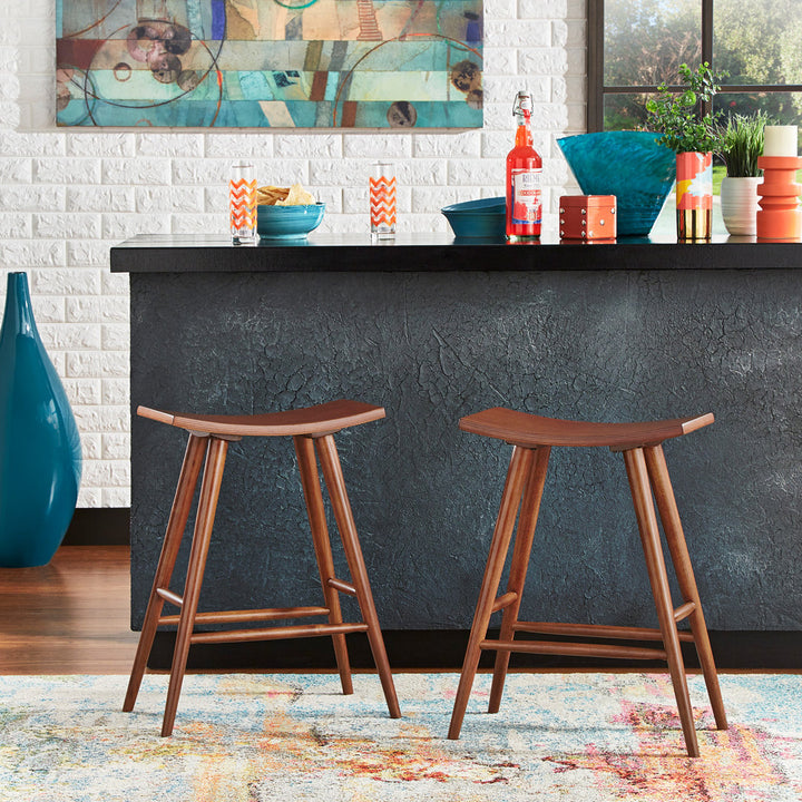 Ashray Solid Wood 24.25" Counter Stool (Set of 2) Wade Logan® Color: Oak
