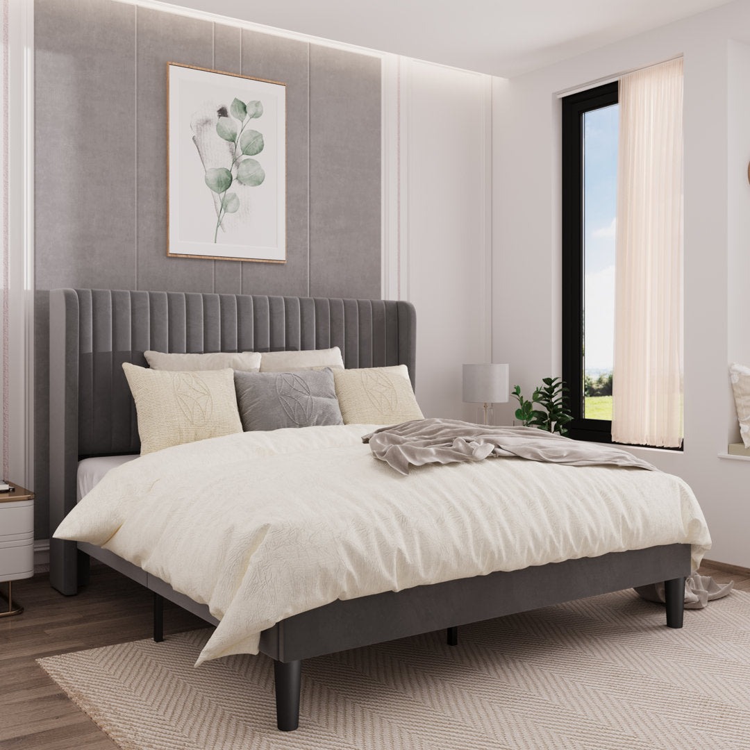 Candler Upholstered Platform Bed with Wingback Willa Arlo™ Interiors Color: Gray Size: Full