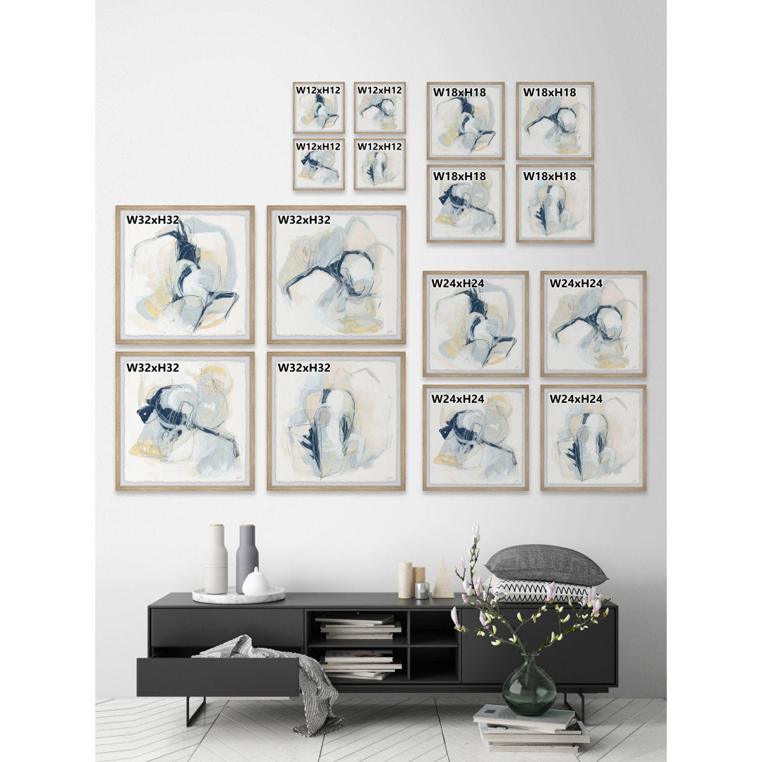 Pastel Sketches - 4 Piece Picture Frame Print Set on Paper Wrought Studio™ Frame Size: 18" H x 18" W