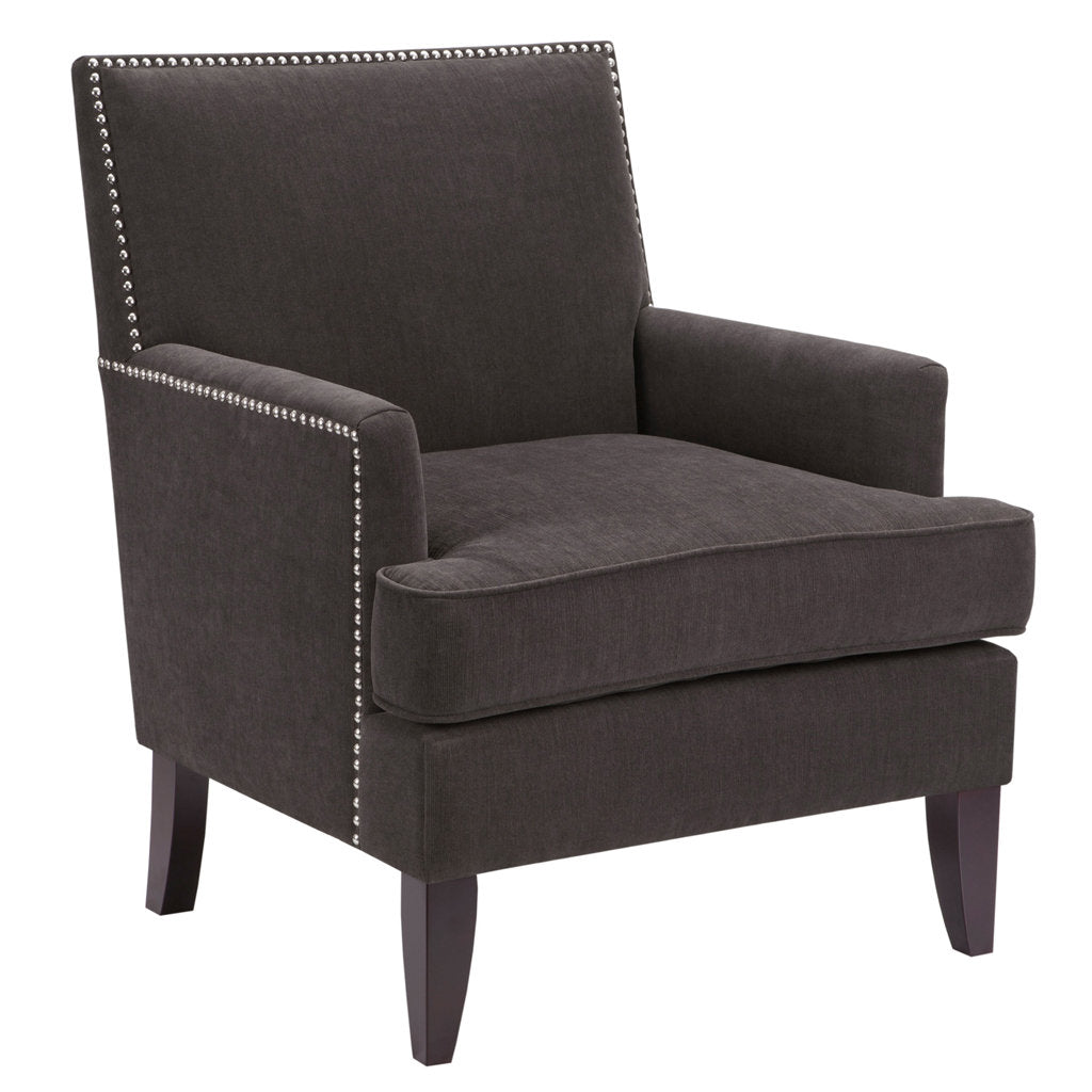 Colton Nailhead Club Chair Three Posts™ Upholstery Color: Charcoal Polyester