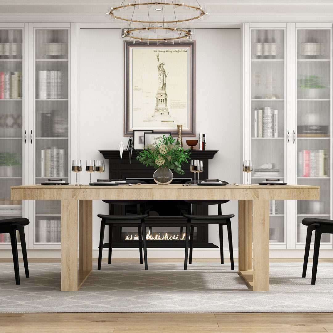 Rectangular Wood Grain Dining Table Latitude Run®