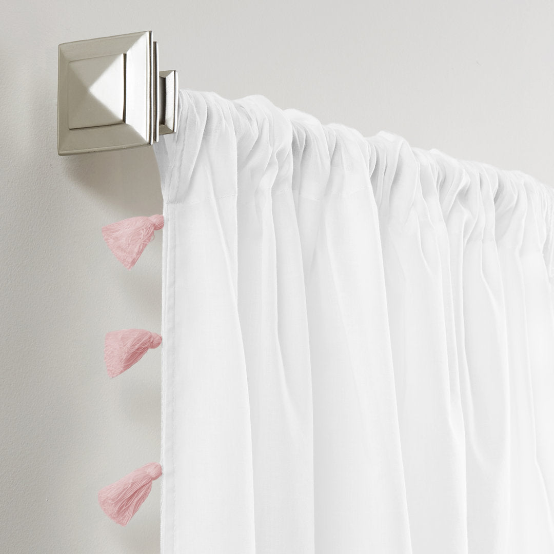 Brackett 100% Cotton Solid Semi-Sheer Rod Pocket Single Curtain Panel Dakota Fields Curtain Color: Blush