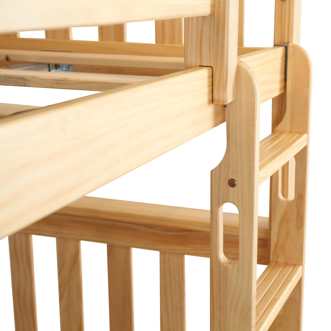 Bolles Solid Wood Standard Bunk Bed with Trundle Harriet Bee Bed Frame Color: Natural Size: Twin over Full