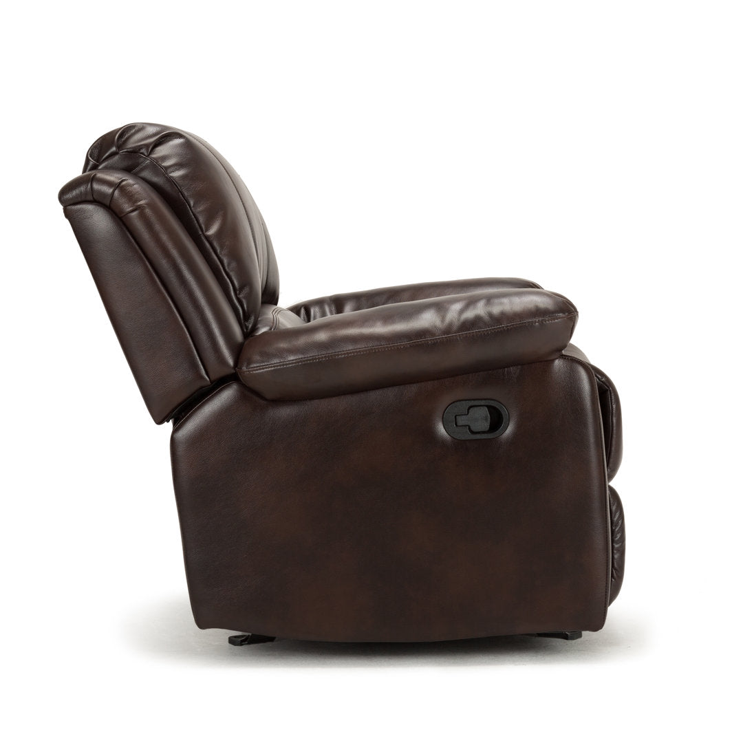 Kahler 37.75" Wide Faux Leather Manual Glider Recliner Andover Mills™ Upholstery Color: Burnished Brown