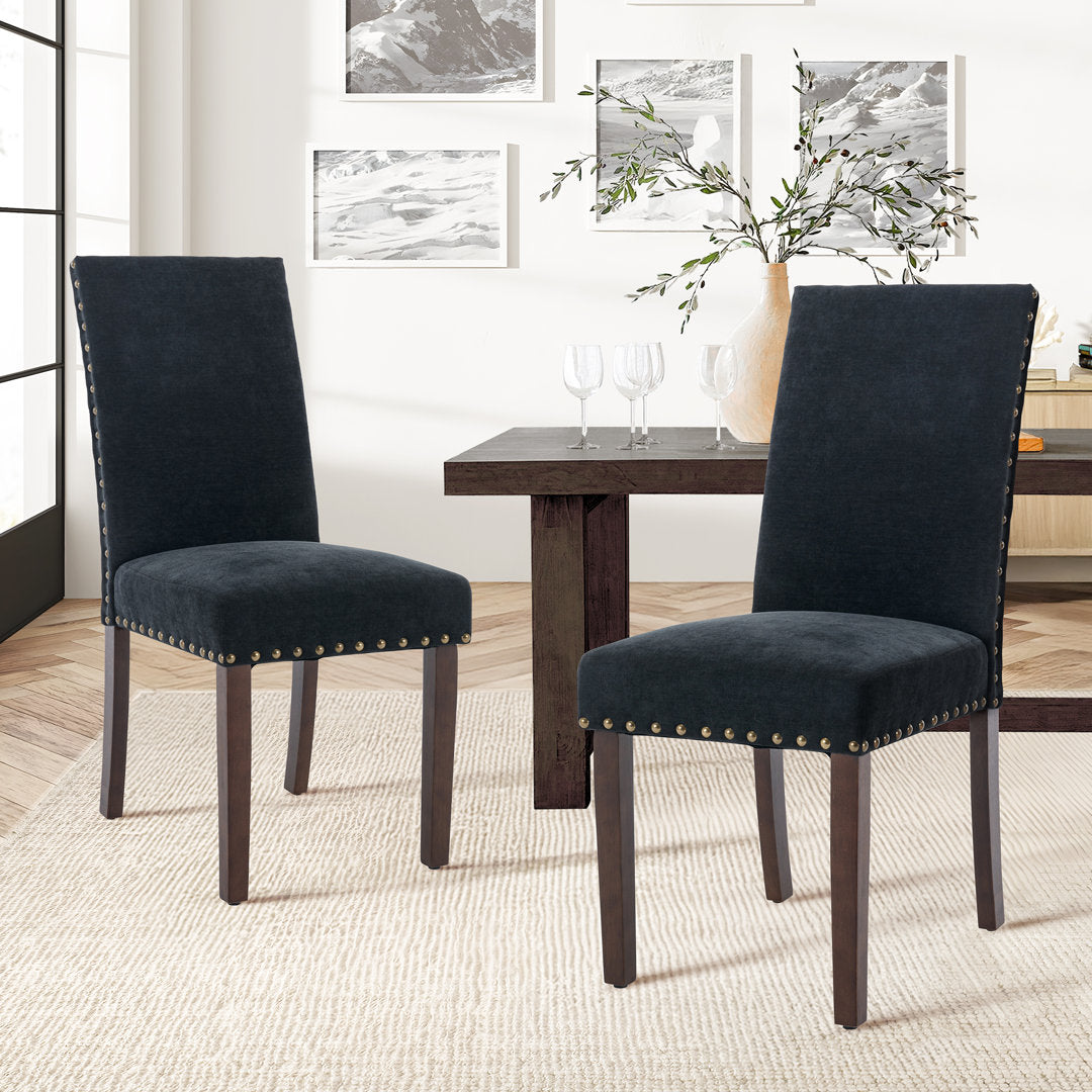 Bontrager Linen Dining Room Parsons Chair (Set of 2) Andover Mills™ Upholstery Color: Black