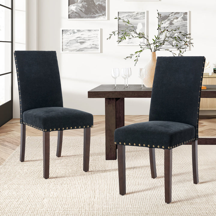 Bontrager Linen Dining Room Parsons Chair (Set of 2) Andover Mills™ Upholstery Color: Black