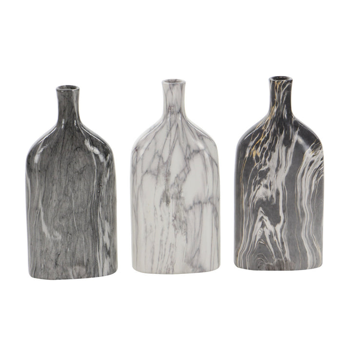Carllene Black/White/Gray Ceramic Table Vase Set (Set of 3) Brayden Studio®