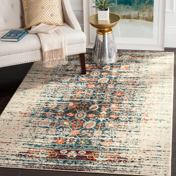 Hertzler Floral Ivory/Blue Area Rug Langley Street® Rug Size: Square 5'