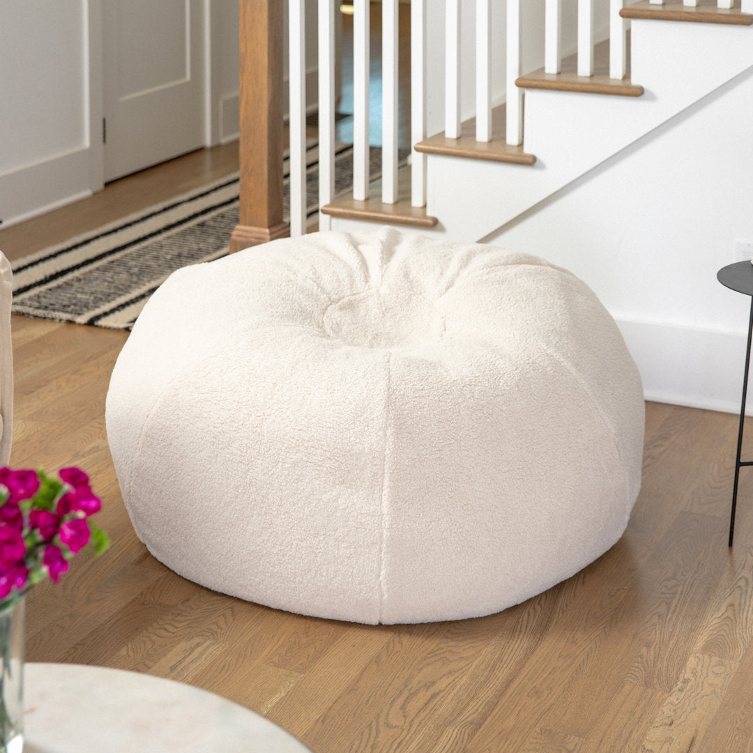 Classic Refillable Cotton Bean Bag Chair Mack & Milo™ Size: Large Body Fabric: Natural Sherpa Cotton Twill