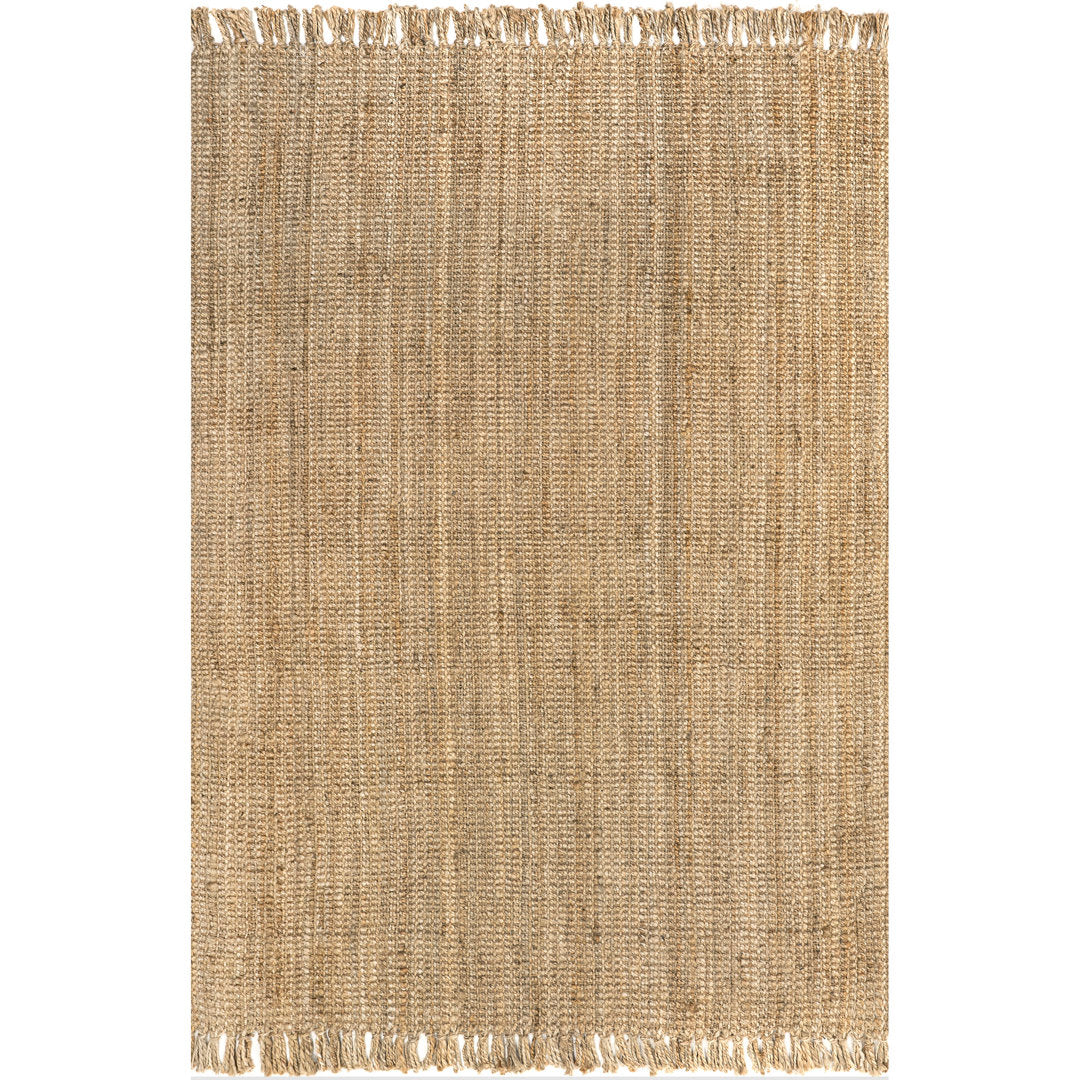 Isalena Handmade Flatweave Farmhouse Jute Area Rug in Natural Gracie Oaks Rug Size: Rectangle 5' x 7'6"
