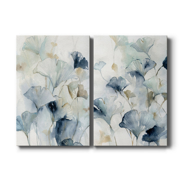Indigo Ginkgo I - 2 Piece Wrapped Canvas Textual Art Set Lark Manor™ Size: 48" H x 64" W x 1.5" D