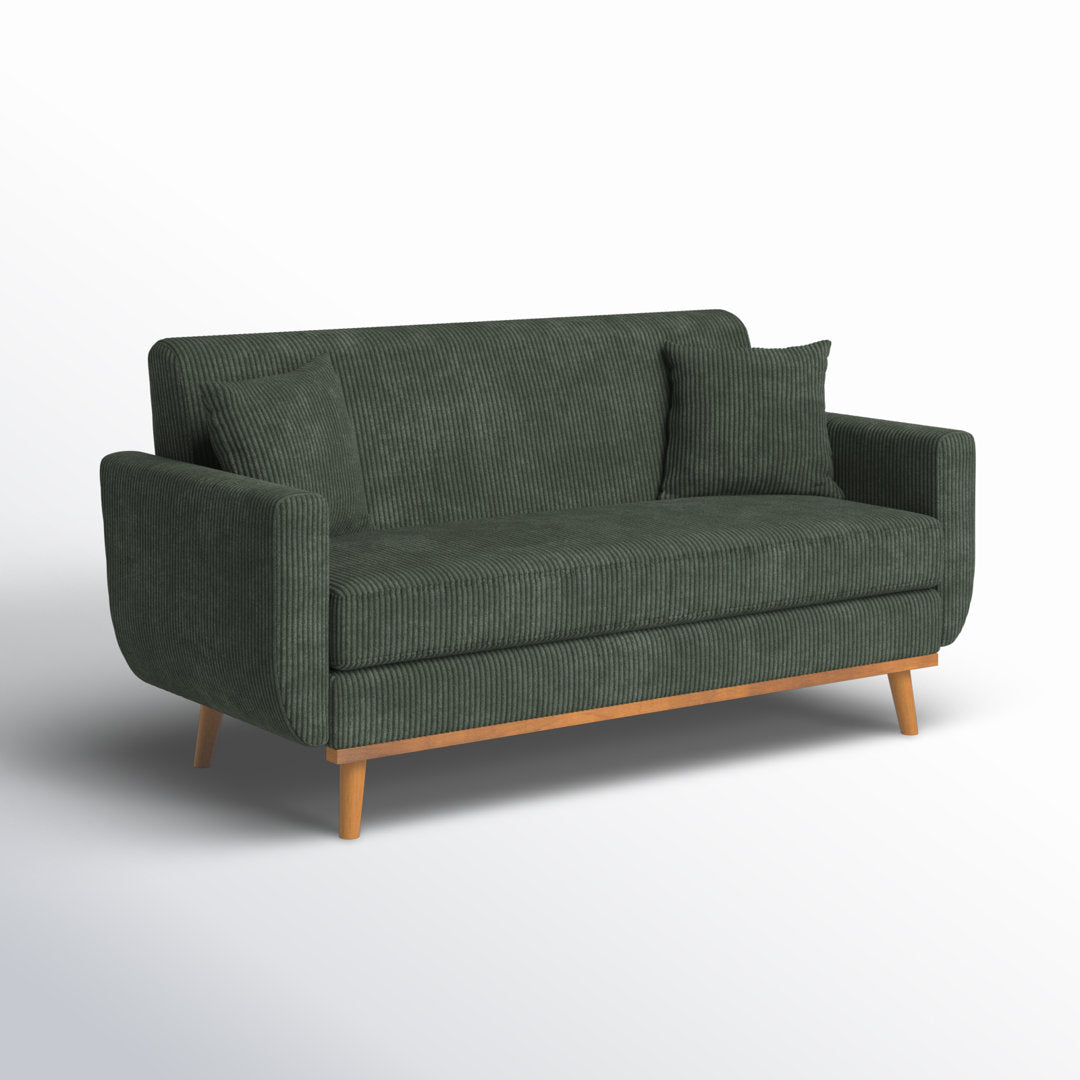 Artina 65'' Square Arm Loveseat Wade Logan® Fabric: Dark Green Corduroy