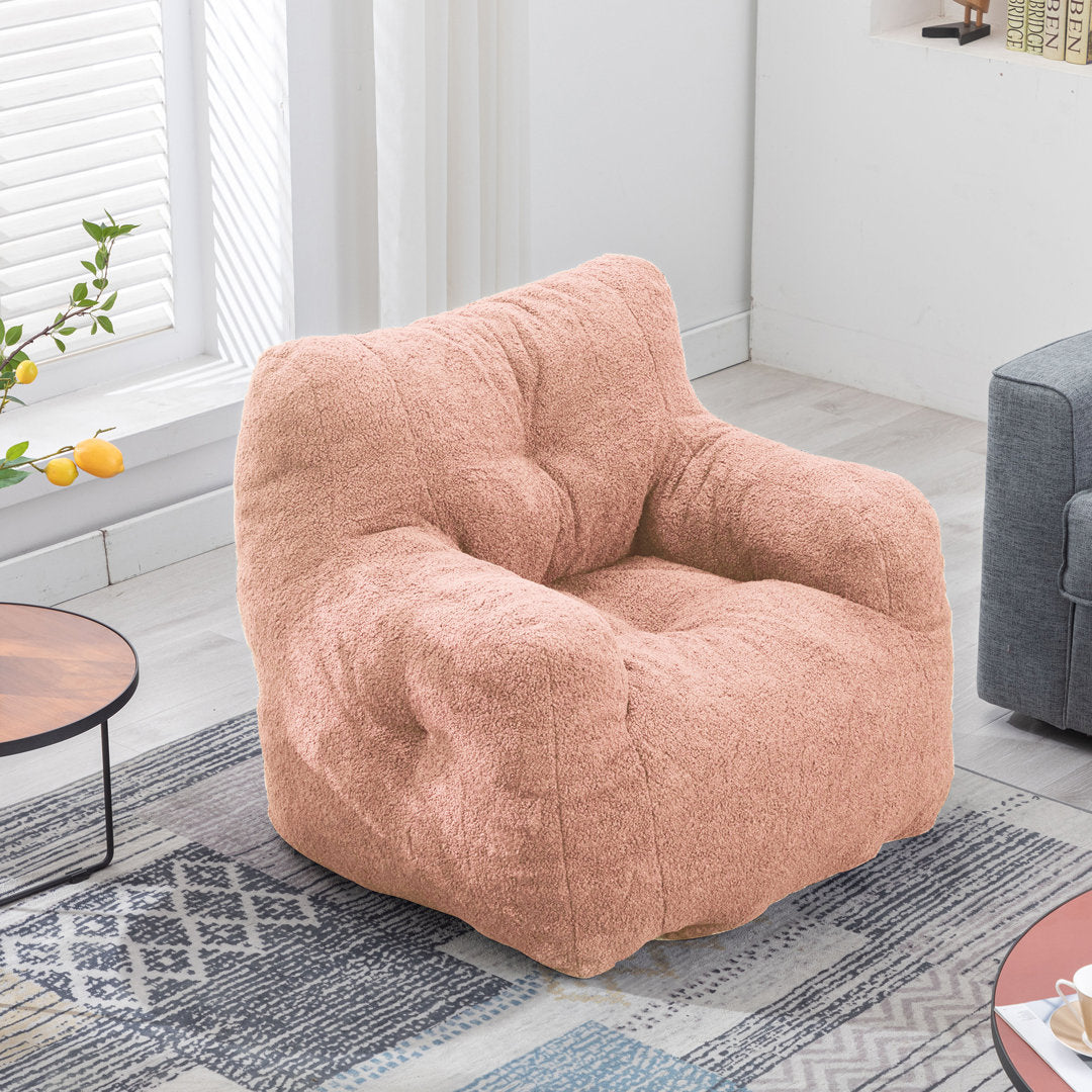 Medium Bean Bag Chair Viv + Rae™ Body Fabric: Light Pink Faux Fur