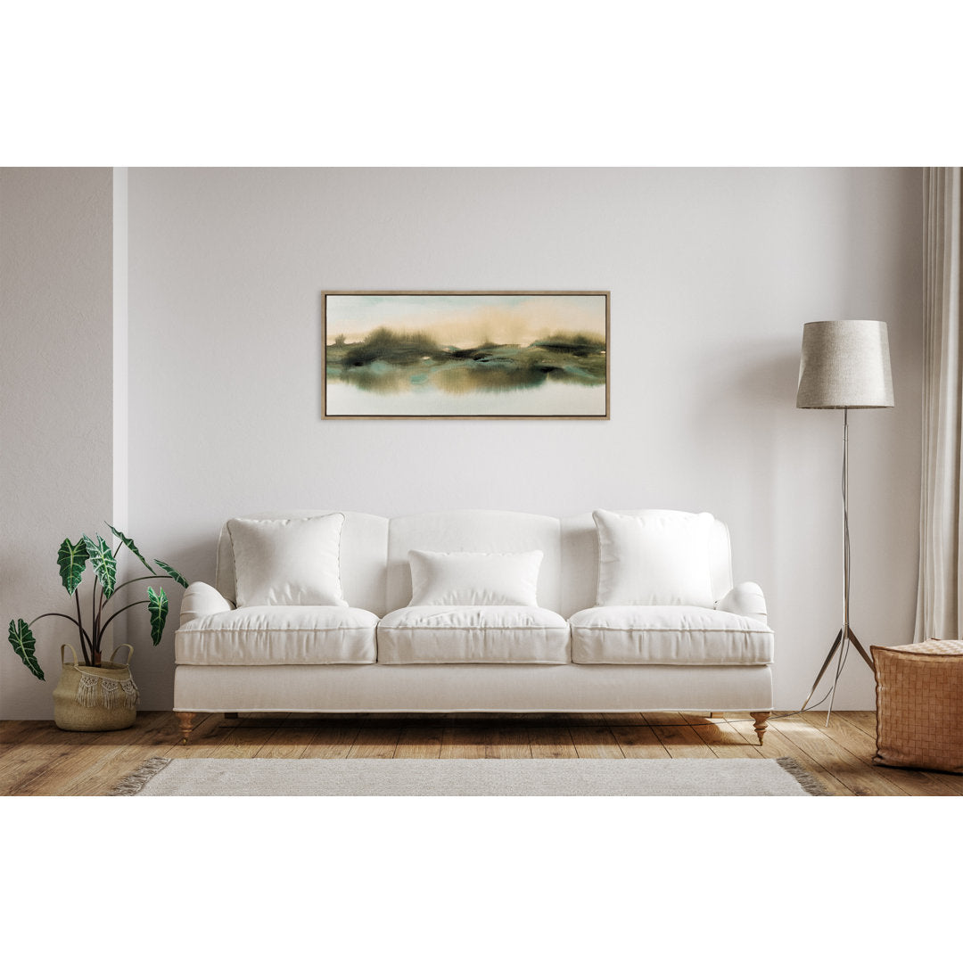 Soft Abstract Watercolor Landscape by Amy Lighthall - Floater Frame Print on Canvas Wildon Home® Frame Color: Gold Size: 18" H x 40" W x 1.6" D