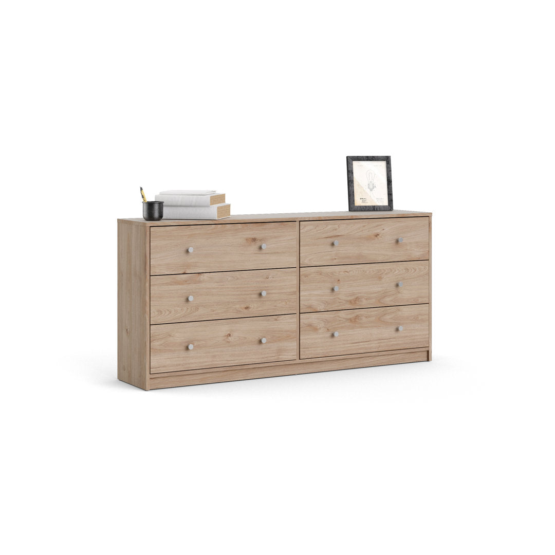 Guilford 6 Drawer 56.34" W Double Dresser Wade Logan® Color: Jackson Hickory