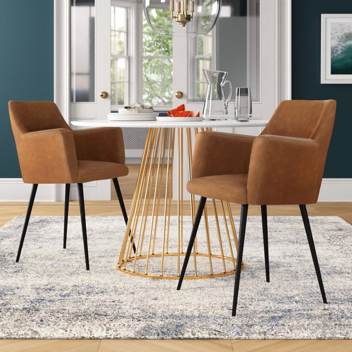 Cedeno Upholstered Dining Chair (Set of 2) Mercury Row® Upholstery Color: Camel