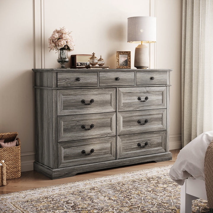 Bridgeport 9 Drawer 53.5'' W Double Dresser The Twillery Co.® Color: Gray