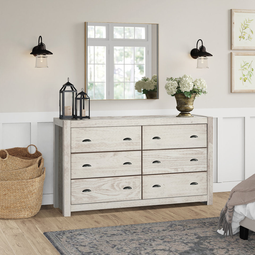 Montauk 6 Drawer Double Dresser Grain Wood Furniture Color: Rustic Off-White